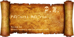 Pászti Mária névjegykártya